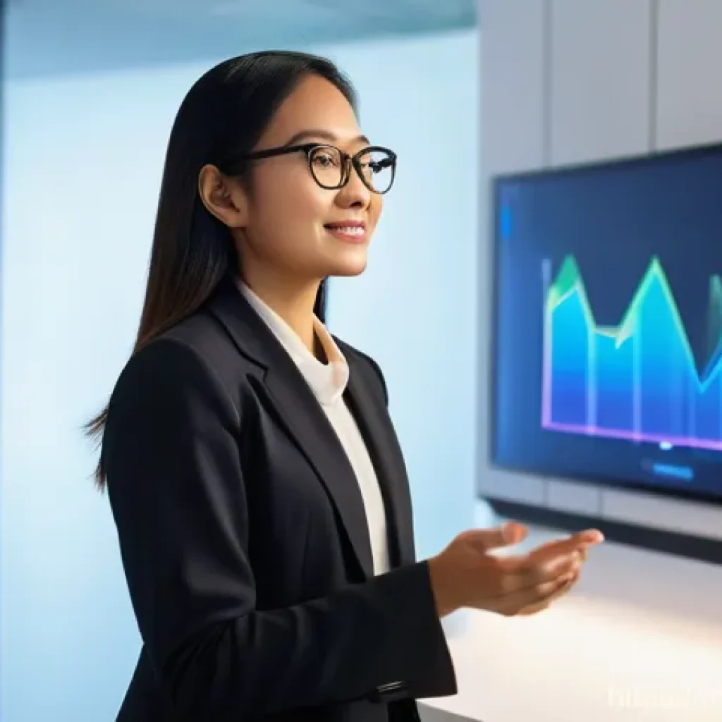 머신러닝 프로젝트의 비즈니스 가치 - **Prompt:** "A confident, diverse business professional, a young Malay woman in her early 30s, dress...