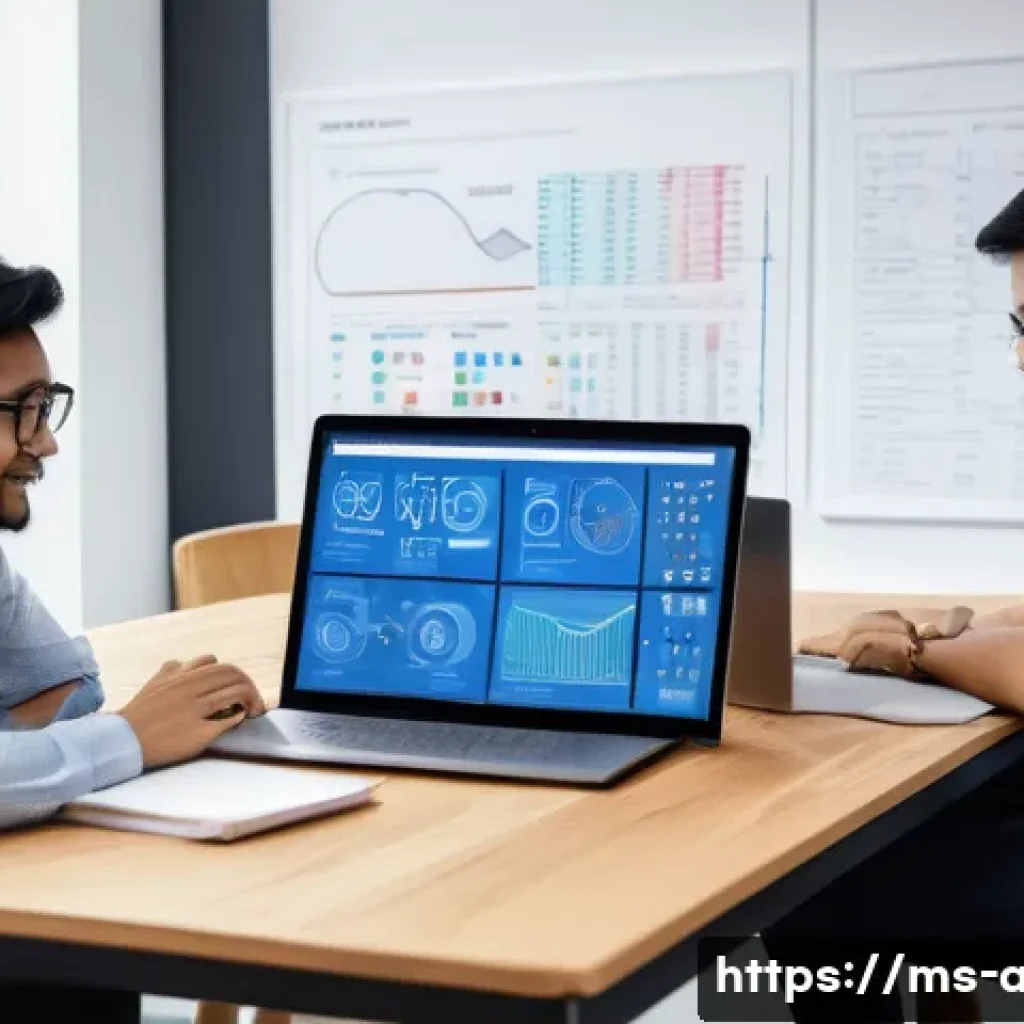 머신러닝 프로젝트의 협업 도구 활용 - A diverse Malaysian tech team collaborating remotely on a machine learning project, working on lapto...