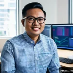 Home 19 딥러닝 모델 최적화 실무 사례 - A modern data scientist in a bright, organized Malaysian tech office, focused on cleaning and prepro...