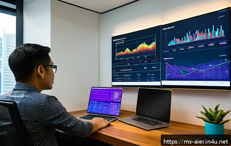 딥러닝 연구에서의 데이터 품질 관리 - A modern office setting in Kuala Lumpur, Malaysia, showing a diverse team of data scientists and mac...