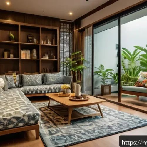 Home 17 AI 전문가의 글로벌 트렌드 분석 노하우 - A modern Malaysian smart home interior at dusk, featuring sleek smart LED lights automatically turni...