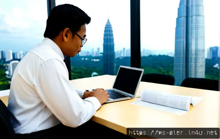 인공지능 기술의 법적 쟁점 - Photorealistic legal technology consultation in a modern Kuala Lumpur office, Malaysian lawyer in mo...