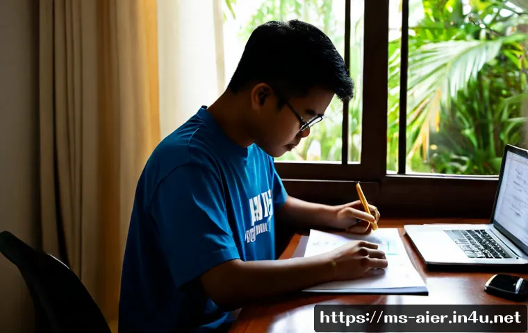 AI 자격시험에서의 시간 관리 노하우 - Photorealistic Malaysian university student preparing for an AI certification exam at a tidy home st...
